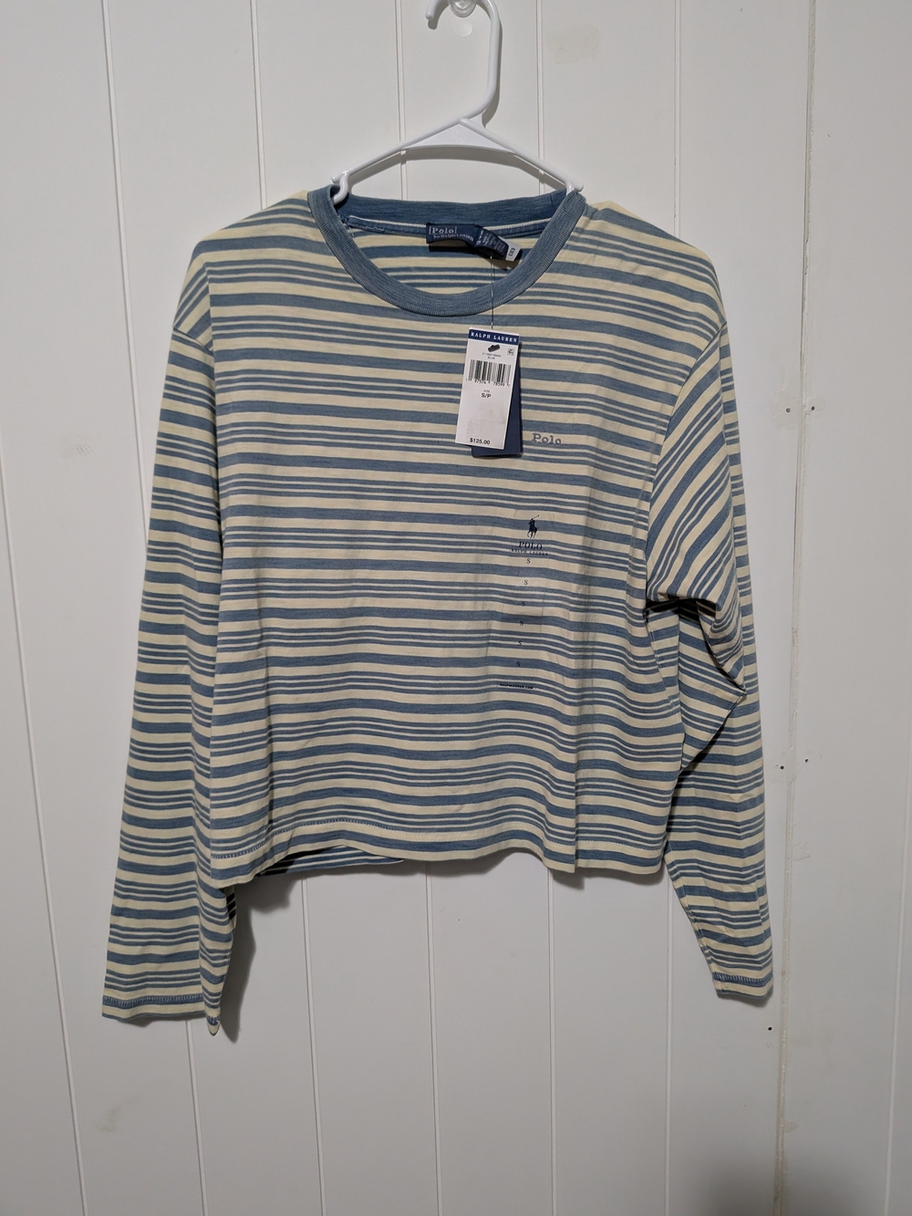 Ralph Lauren Striped Long-Sleeve Crewneck Shirt - Blue & Cream